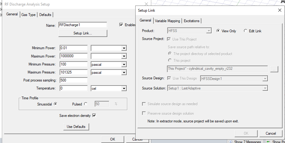 Setup Link dialog, General tab.