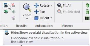  Hide/Show visualization icon in the ribbon.