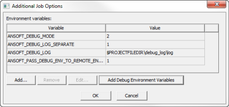 Additional Job Options dialog box.