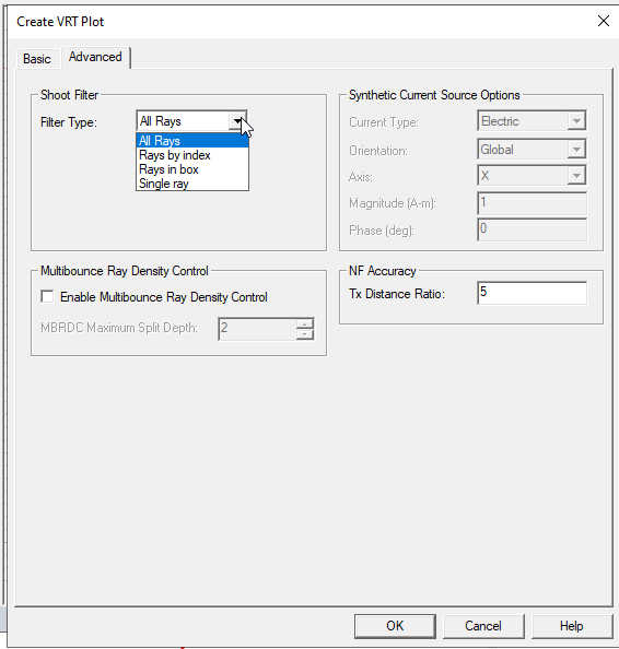 Create VRT Plot, Advanced Tab.