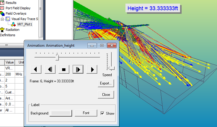 Animation control panel dialog.