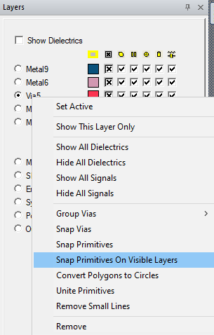 Snap Primitives On Visible Layers