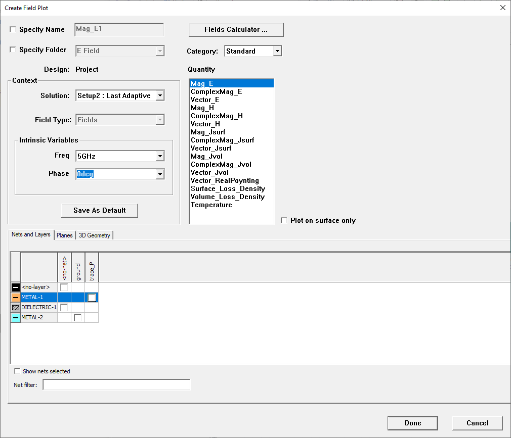 Create Field Plot Window