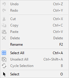 Edit Menu in IC Mode