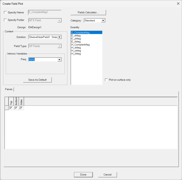 Create Field Plot Window