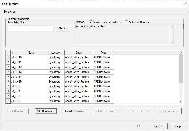Edit Libraries dialog