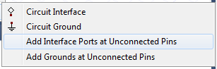 Add Interface Ports at Unconnected Pins option highlgihted.