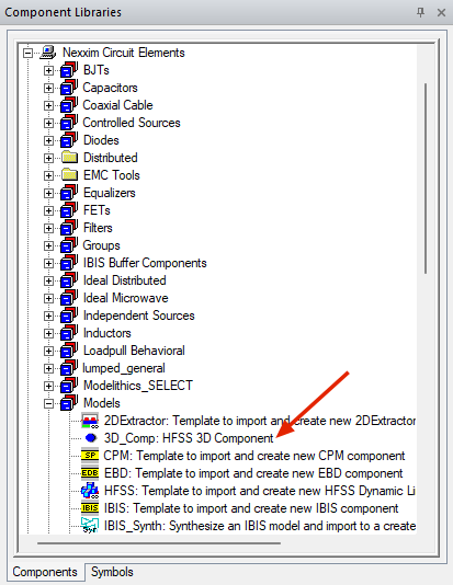 3D Comp in the Component Libraries