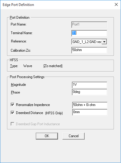 Edge Port Definition dialog