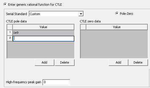 Enter Generic Rational Function For CTLE Group Box