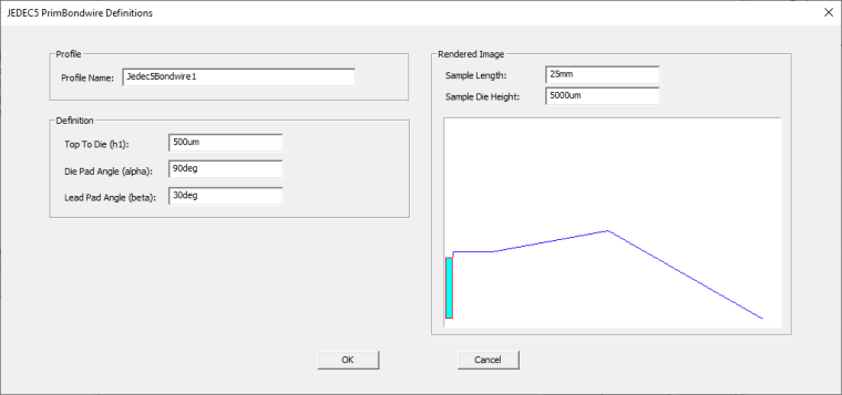JEDEC5 PrimBondwire Defintions dialog