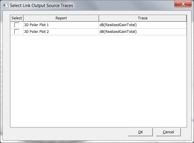 Select Link Output Traces window.