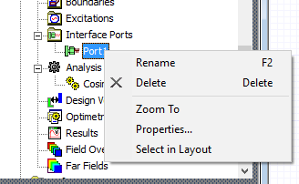 Port right-click menu