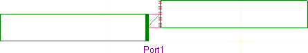 Diagram od two linear edge groups where one edge is the port