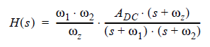 Legacy transfer function with two poles and a zero.