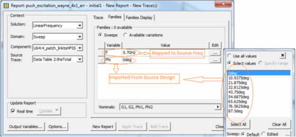 Report Window, Families group box.