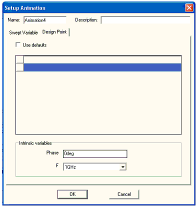 Setup Animation Window. Name field, Description Field, various options.