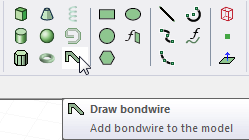 Menu bar, Draw bondwire option selected
