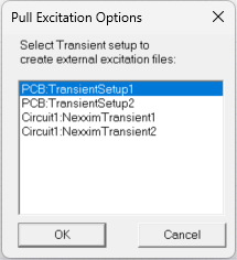 Pull Excitation Options Window