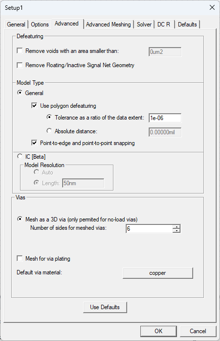 HFSS Setup Window > Advanced Tab