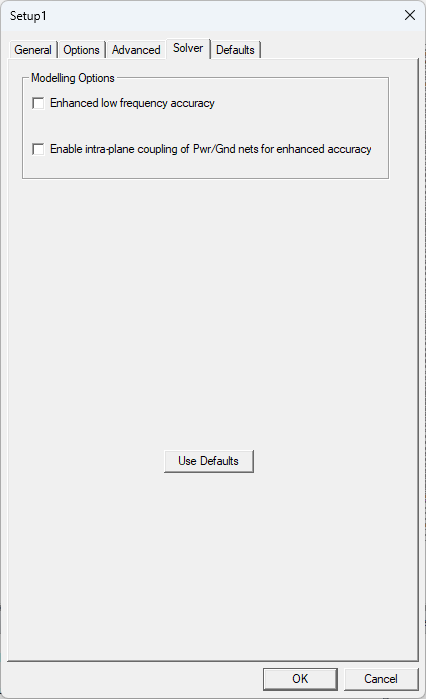 Prism Solution Setup Window > Solver Tab