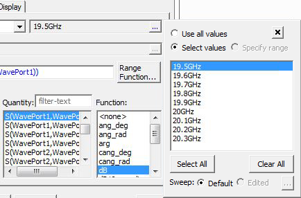 Primary Sweeps browse button meno. Select Values selected.