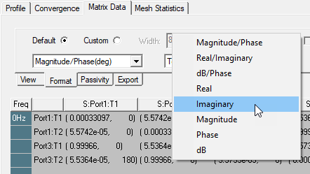 Matrix Data tab, column right-click Format menu.