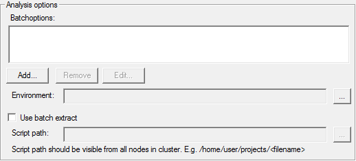 Analysis Options group box. Use batch extract option available. 