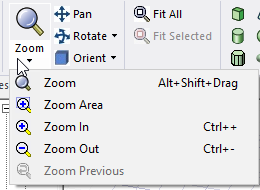 Zoom drop-down menu.