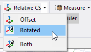 Relative CS drop-down menu, Rotated option highlighted