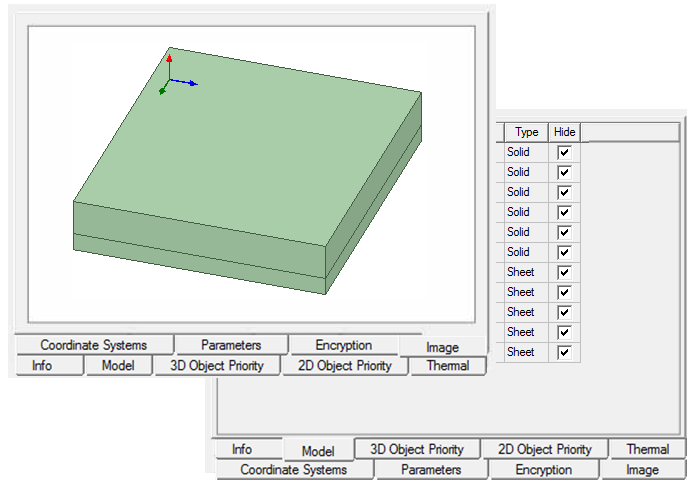 Create 3D Component dialog, Hide option enabled. Image tab displaying model and right-click menu.