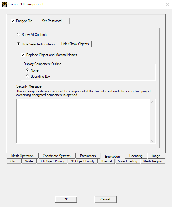Create 3D Component Window