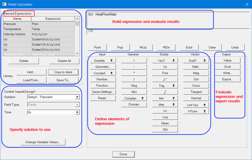 Fields calculator window.