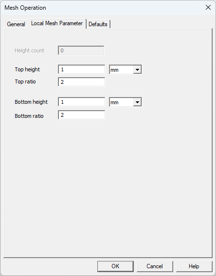 Icepak Mesh Operation dialog box Local Mesh Parameter tab for a 2D polygon object.