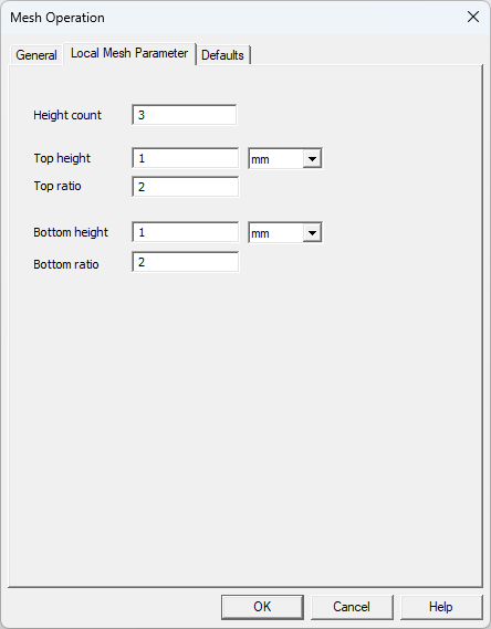 Icepak Mesh Operation dialog box Local Mesh Parameter tab for a 3D polygon object.