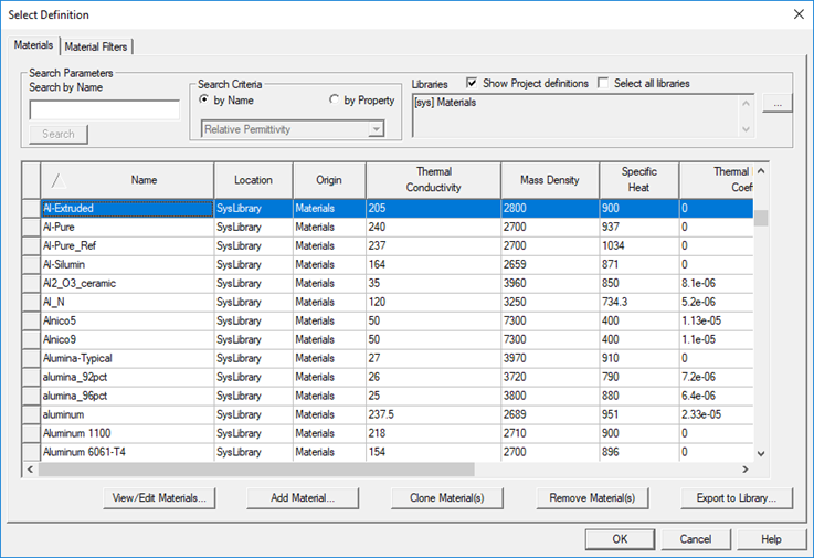 Edit Window. Materials tab opened. Materials listed.