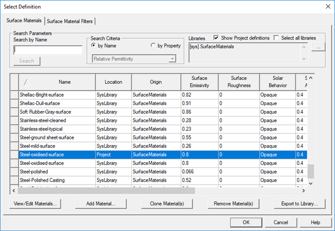 Edit Window. Materials tab opened. Materials listed.