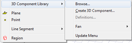 Draw menu, 3D Component Library option expanded. Browse option highlighted.