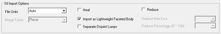 STL Import Options group box.