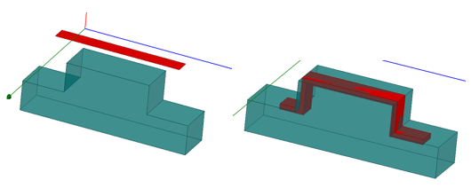 Projected sheet with thickness inward from the target objec