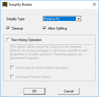 Simplify Bodies dialog. Simplify type set to Primitive fit.