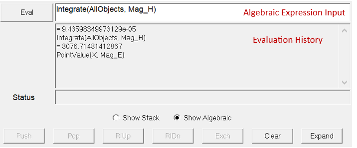 View sample input of an algebraic exptression and the evaluted output