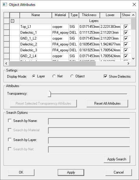Object Attributes dialog.