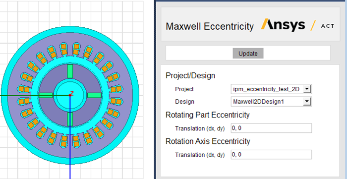 View of the Maxwell Eccentricity wizard with translation values specified