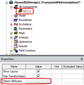 Access to Object Attributes highlighted in properties window