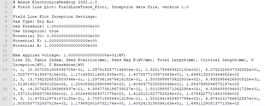 example of exported file of field line plots