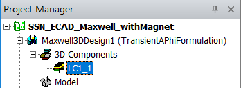 Example of a layout component added to 3D Components in the Project Manager tree