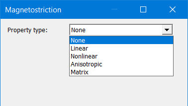 Magnetostriction properties dialog box