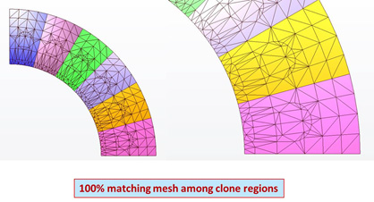 View of matching mesh created on the cloned regions