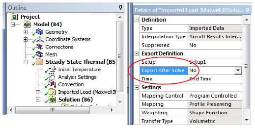 View of Maxwell Solution with Export after Solve set to no
